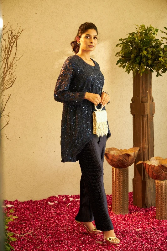 Fragrant Floral Uptown Sequence Tunic Co-ordinated with Pleated Pants - Lapis Soft Stretch Leggings Soft Stretch Leggings Fragrant Floral Uptown Sequence Tunic Co-ordinated with Pleated Pants - Lapis Soft Stretch Leggings Soft Stretch Leggings