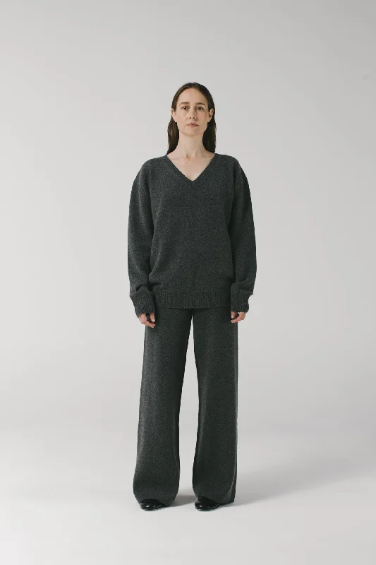 Merino Cashmere Knitted Pants Grey Soft Wool Pants Soft Wool Pants