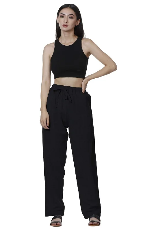 Women's Lounge Pant | Black | Free Size Stretch Fit Pants Stretch Fit Pants