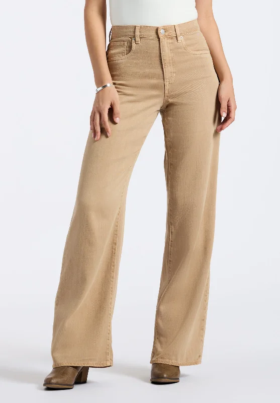 High Rise Wide Leg Addie Women's Pants, Almond Beige - BL16083 Classic Chino Pants Classic Chino Pants High Rise Wide Leg Addie Women's Pants, Almond Beige - BL16083 Classic Chino Pants Classic Chino Pants