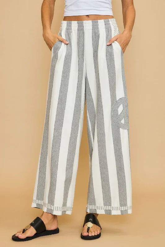 Umgee Peace Sign Patch Striped Wide Leg Pants In Gray Trendy Work Pants Trendy Work Pants Umgee Peace Sign Patch Striped Wide Leg Pants In Gray Trendy Work Pants Trendy Work Pants