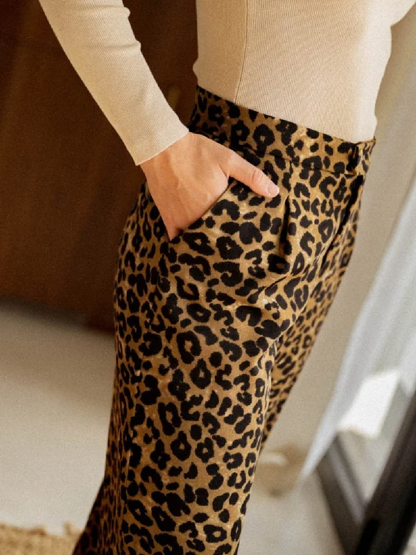 Date Night Leopard Print Pants Formal Wide-Leg Pants Formal Wide-Leg Pants