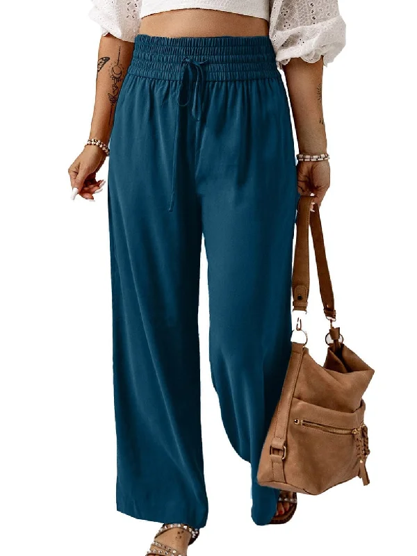 Bohemian Teal Wide Leg Pants High-Waist Yoga Pants High-Waist Yoga Pants