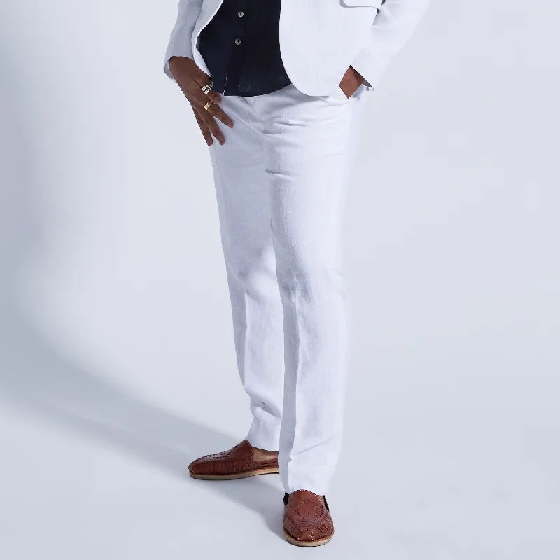 White Sand Linen Dress Pants Slim Fit Casual Pants Slim Fit Casual Pants