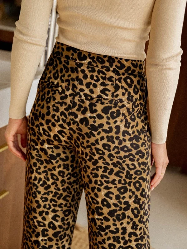 Spring Leopard Print Wide Leg Pants Modern Skinny Pants Modern Skinny Pants