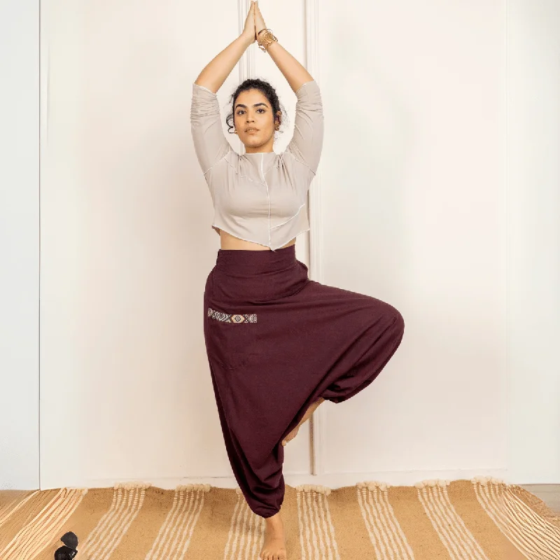 Women's Aladdin Harem Pants | Maroon Warm Wool Trousers Warm Wool Trousers
