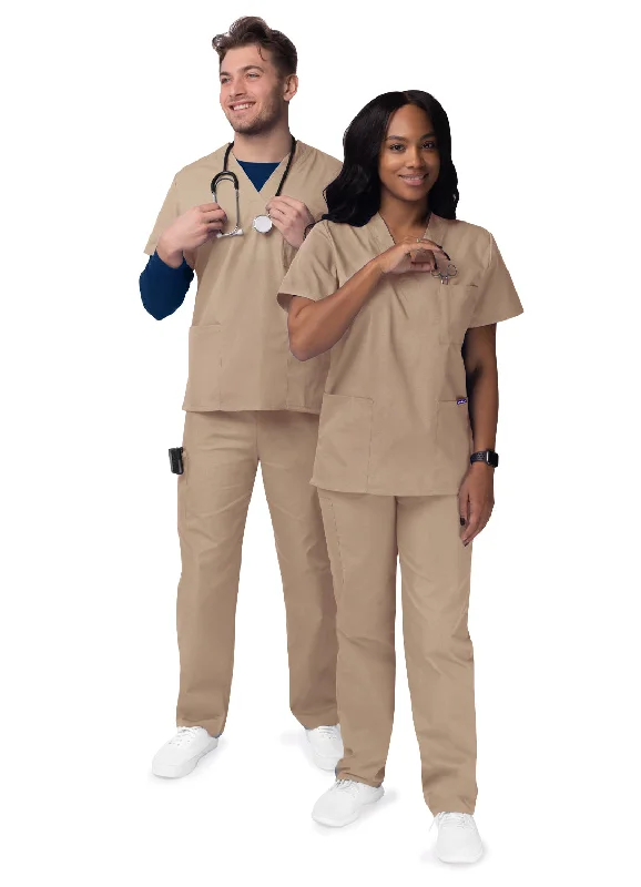 Unisex V-Neck/Drawstring Pant Scrub Set by Sivvan XXS-5X / Khaki (Clearance) Cozy Full-Length Pants Cozy Full-Length Pants Unisex V-Neck/Drawstring Pant Scrub Set by Sivvan XXS-5X / Khaki (Clearance) Cozy Full-Length Pants Cozy Full-Length Pants