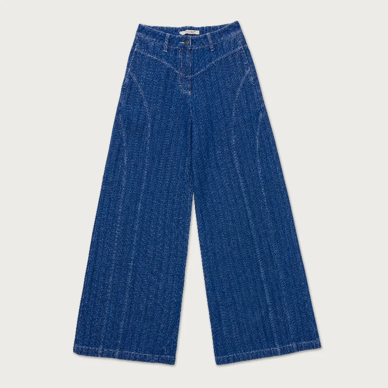 Tailored Curved Pant - Blue Warm Wool Trousers Warm Wool Trousers
