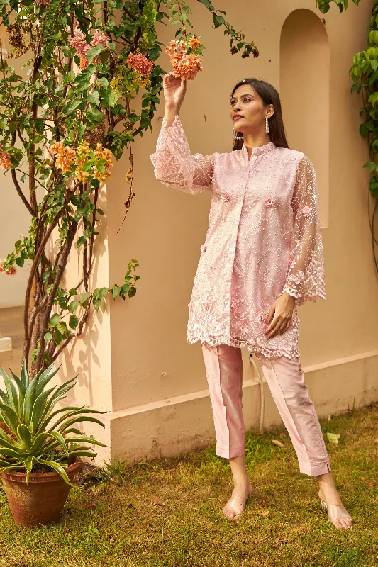Sahanna Scalloped Tunic Co-ordinated with Straight Pants - Blush Fashionable Track Pants Fashionable Track Pants Sahanna Scalloped Tunic Co-ordinated with Straight Pants - Blush Fashionable Track Pants Fashionable Track Pants