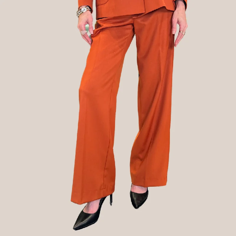 Soft Touch Wide Leg Pant - Orange Cozy Fitted Pants Cozy Fitted Pants