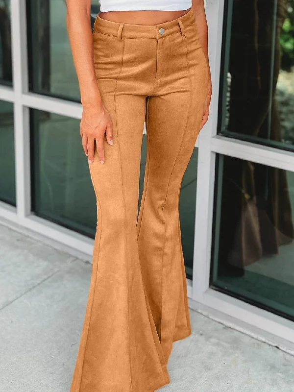 Statement Suede Flare Pants Casual Sweatpants Style Casual Sweatpants Style