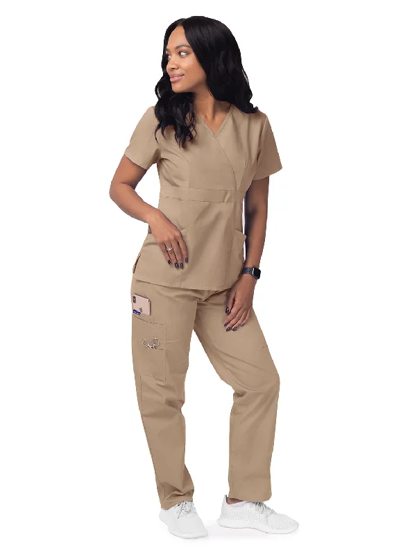 Women's Mock Wrap Top/Cargo Pant Scrub Set by Sivvan 2XL/ Khaki (Clearance) Fashionable Tapered Leg Pants Fashionable Tapered Leg Pants Women's Mock Wrap Top/Cargo Pant Scrub Set by Sivvan 2XL/ Khaki (Clearance) Fashionable Tapered Leg Pants Fashionable Tapered Leg Pants