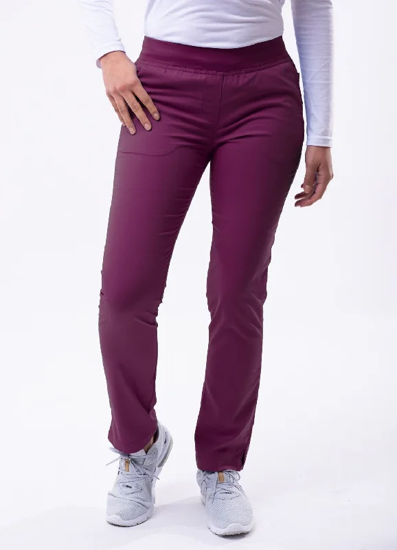 Skinny Leg Yoga Scrubs Pants by Adar (Regular) XXS-3XL/ Wine (Clearance) Modern Bootcut Pants Modern Bootcut Pants Skinny Leg Yoga Scrubs Pants by Adar (Regular) XXS-3XL/ Wine (Clearance) Modern Bootcut Pants Modern Bootcut Pants