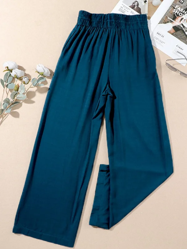 Comfortable Teal Wide Leg Palazzo Pants Casual Track Pants Casual Track Pants