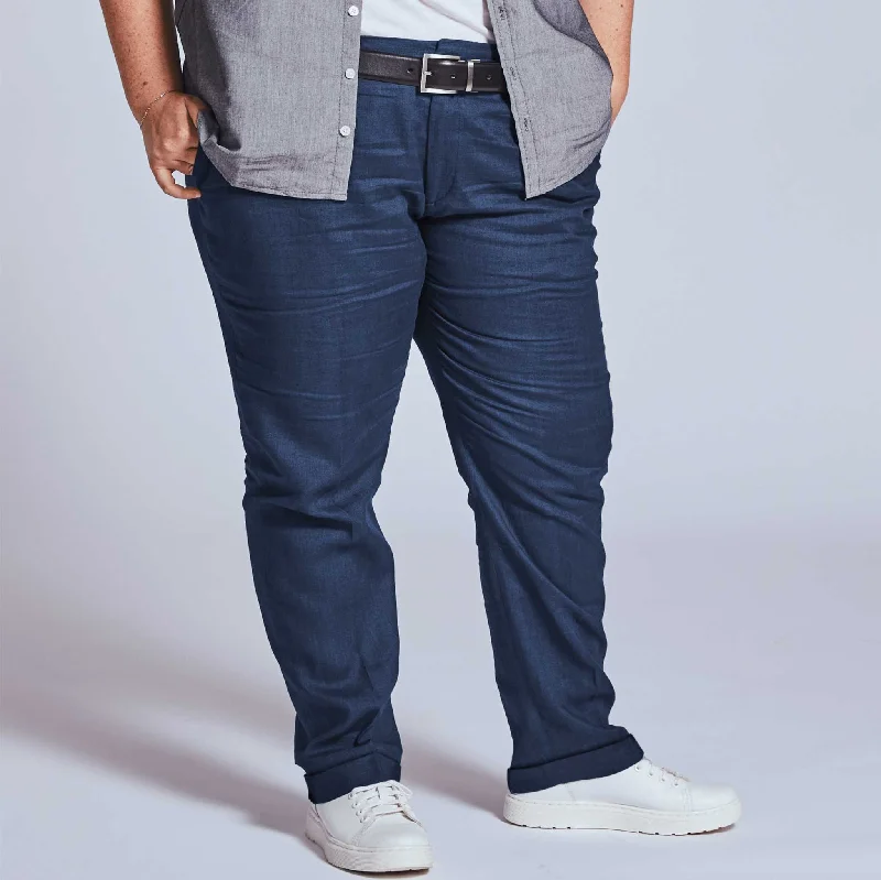 Navy Blue Linen Pants Modern Stretch Trousers Modern Stretch Trousers