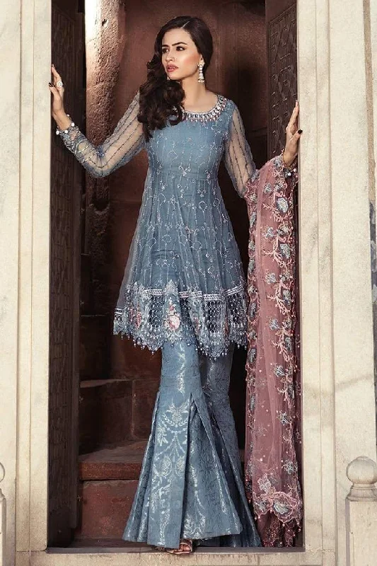 Fancy Paplam Frock And Gharara Pants Dress by Maria B In Bluish Gray & Pink color Model# C 1621 Sleek Black Pants Sleek Black Pants Fancy Paplam Frock And Gharara Pants Dress by Maria B In Bluish Gray & Pink color Model# C 1621 Sleek Black Pants Sleek Black Pants