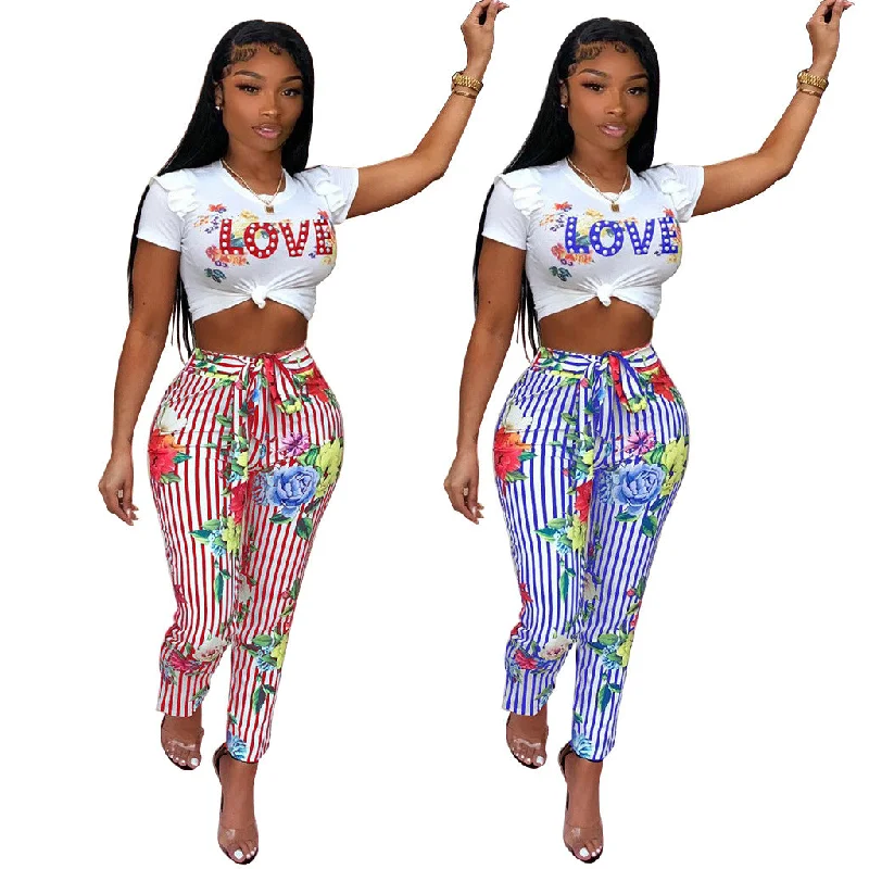 Z97988 Plus Size Casual flowers Print Short Sleeve Pencil pants set women two piece Relaxed Casual Leggings Relaxed Casual Leggings Z97988 Plus Size Casual flowers Print Short Sleeve Pencil pants set women two piece Relaxed Casual Leggings Relaxed Casual Leggings