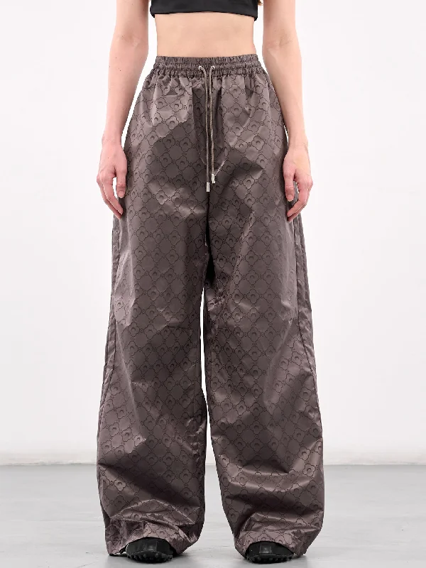 Recycled Jacquard Nylon Track Pants (UPA055A-CWOV0055-STONE-GREY) Relaxed High-Waist Trousers Relaxed High-Waist Trousers Recycled Jacquard Nylon Track Pants (UPA055A-CWOV0055-STONE-GREY) Relaxed High-Waist Trousers Relaxed High-Waist Trousers