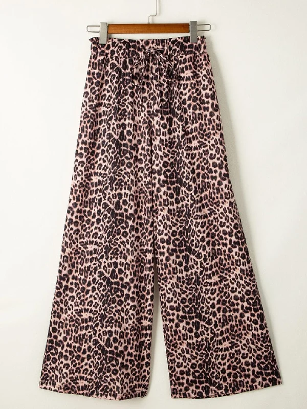 Versatile Leopard Print Palazzo Pants Chic Checkered Pants Chic Checkered Pants