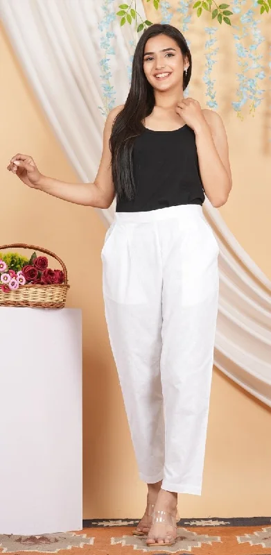 Women’s Linen Cotton Palazzo Pants| White Chic Slim Fit Pants Chic Slim Fit Pants
