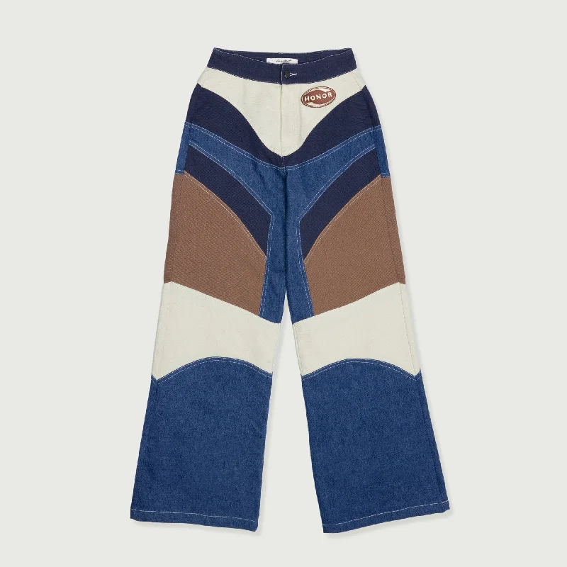 Motor Pant - Blue Trendy High-Waist Trousers Trendy High-Waist Trousers