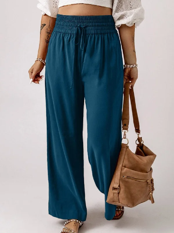 Teal Solid Color Wide Leg Pants Comfortable Fleece Pants Comfortable Fleece Pants