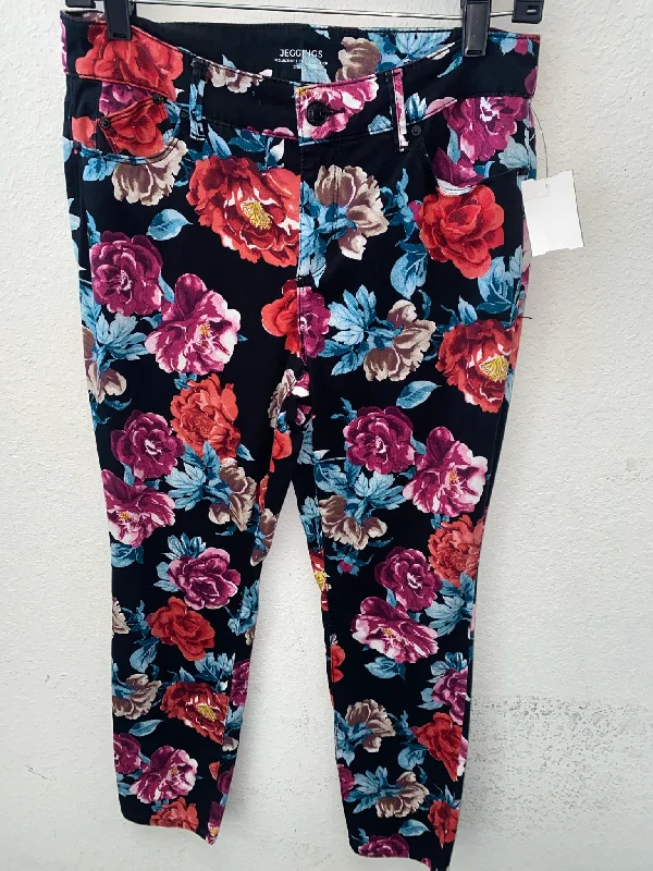 Black Floral Chico's Pants Women's Comfy Zip-Up Pants Comfy Zip-Up Pants