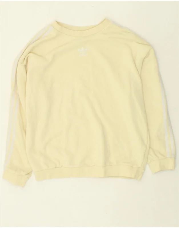 ADIDAS Womens Sweatshirt Jumper UK 12 Medium Yellow Cotton