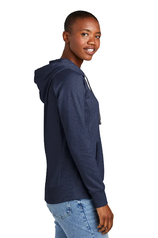 District Womens Re-Fleece Hooded Sweatshirt Hoodie - Heather Navy Blue