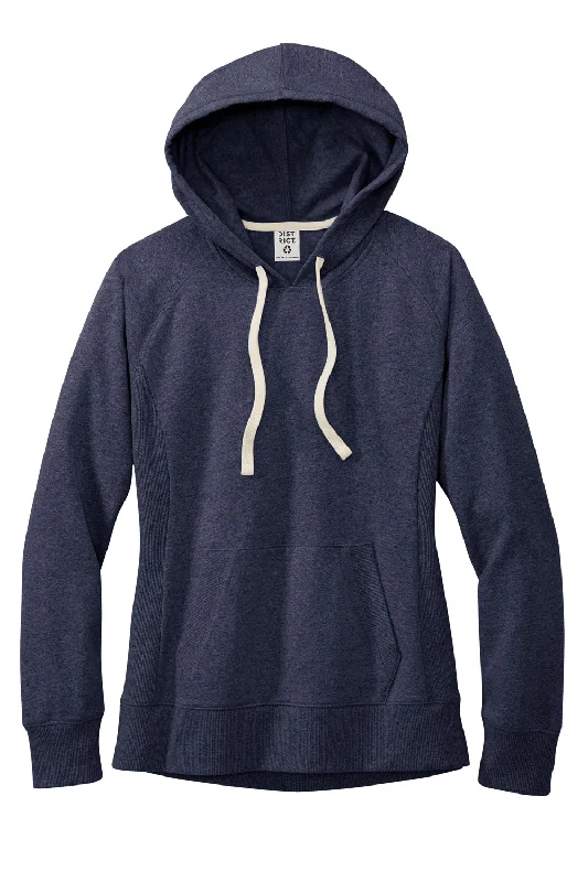 District Womens Re-Fleece Hooded Sweatshirt Hoodie - Heather Navy Blue