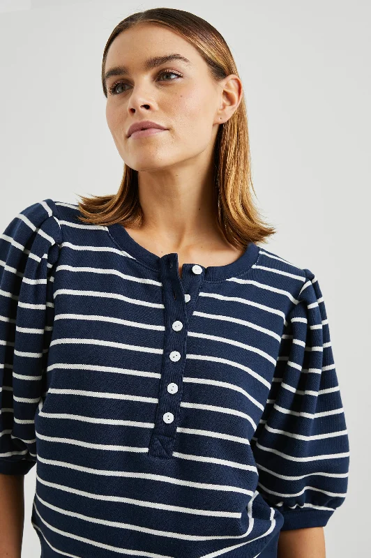 DOM SWEATSHIRT - NAVY WHITE STRIPE