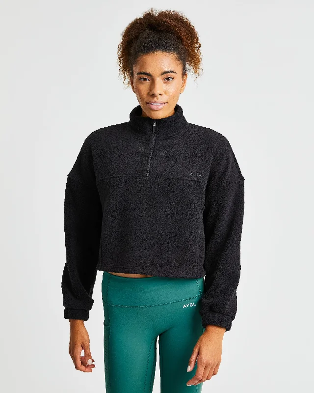 Effortless Oversized Crop Fleece - Black