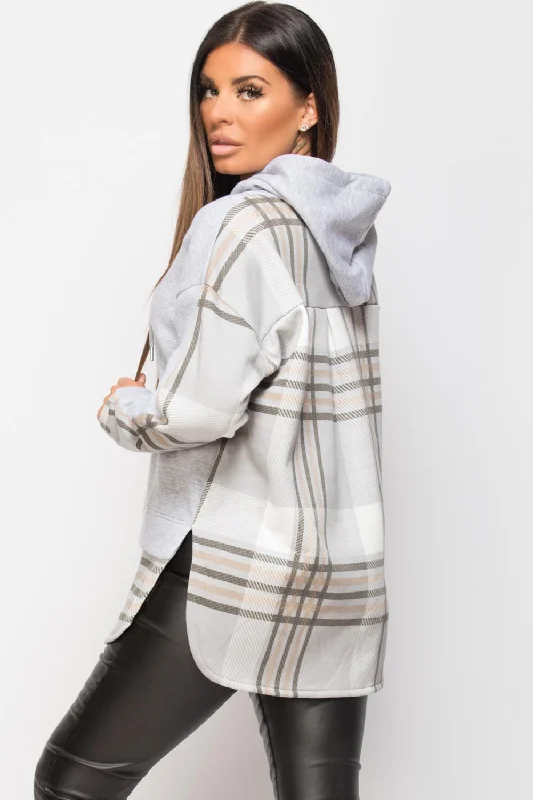 Grey Check Hoodie 2 In 1