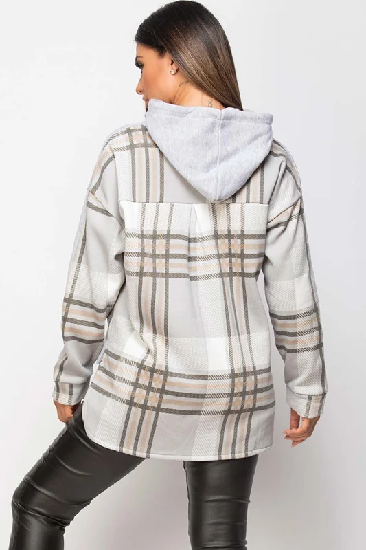 Grey Check Hoodie 2 In 1