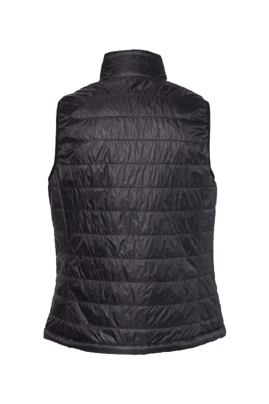 Independent Trading Co. Womens Wind & Water Resistant Full Zip Puffer Vest - Black - NEW