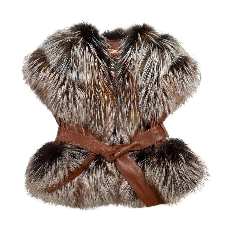 Kashani Ladies Brown Fox Fur Vest