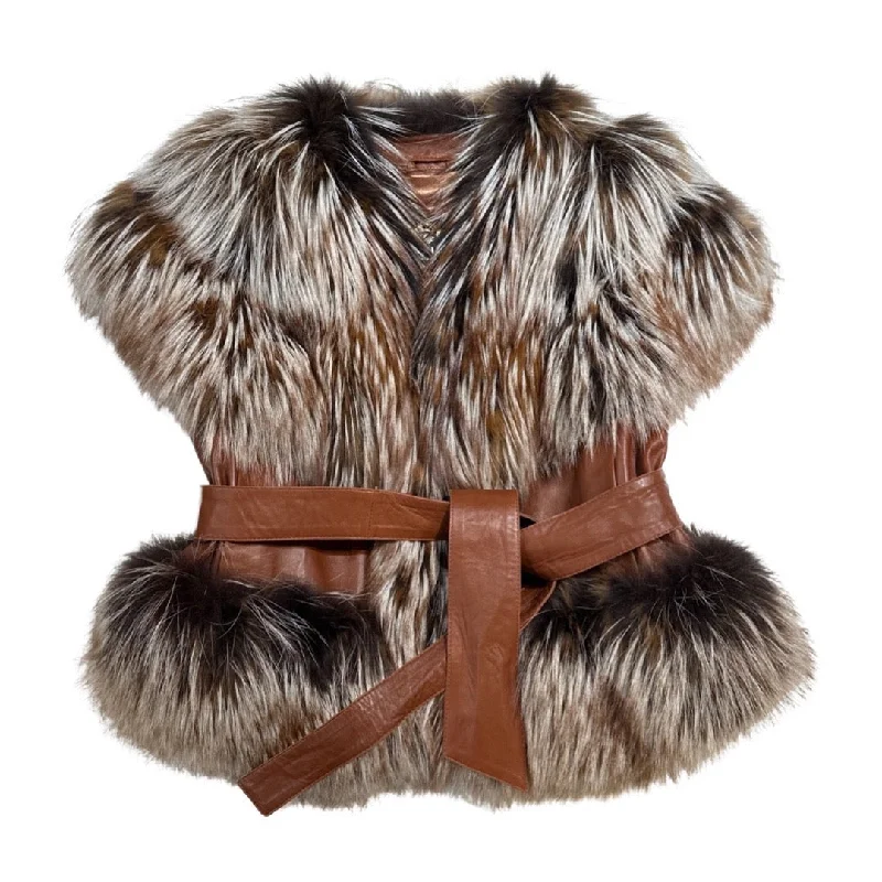 Kashani Ladies Brown Fox Fur Vest