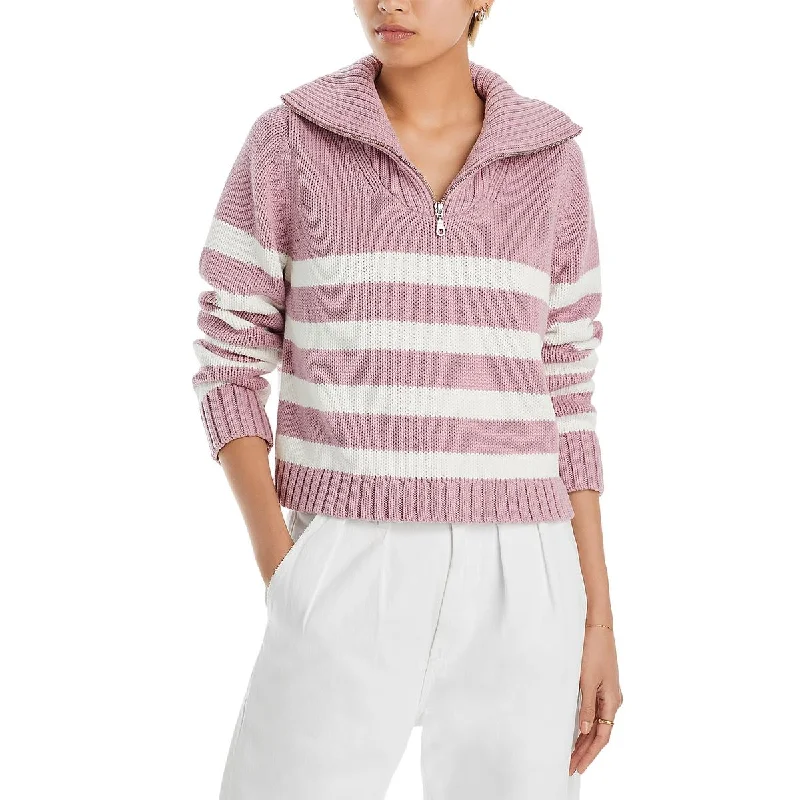 Kule Womens Matey Striped Cable Knit Turtleneck Sweater