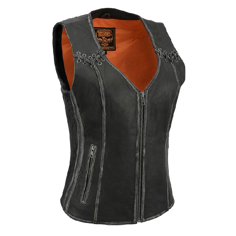 Ladies Classic Zip Up Vest with Lace