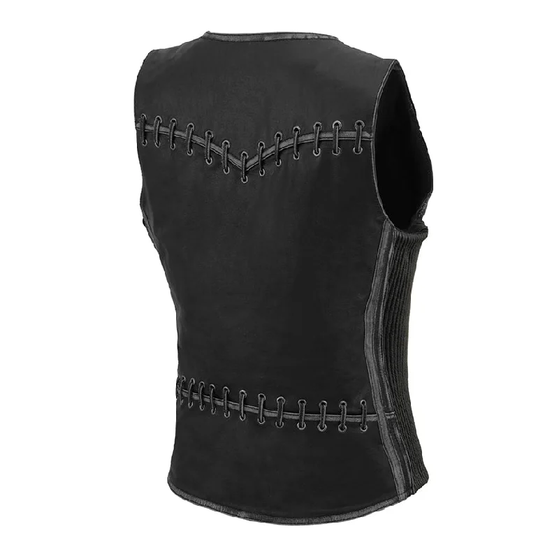 Ladies Classic Zip Up Vest with Lace