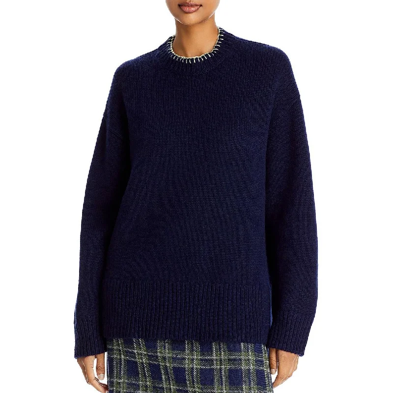 Lafayette 148 New York Womens Cashmere Blend Chunky Crewneck Sweater