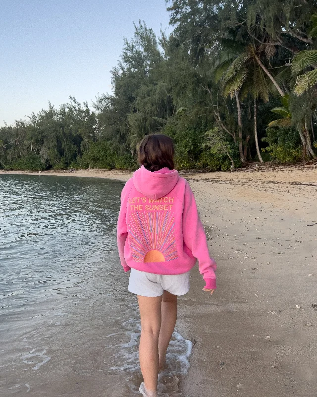 ""Let's Watch the Sunset"" Oversized Lux Hoodie in Vintage Washed Pink