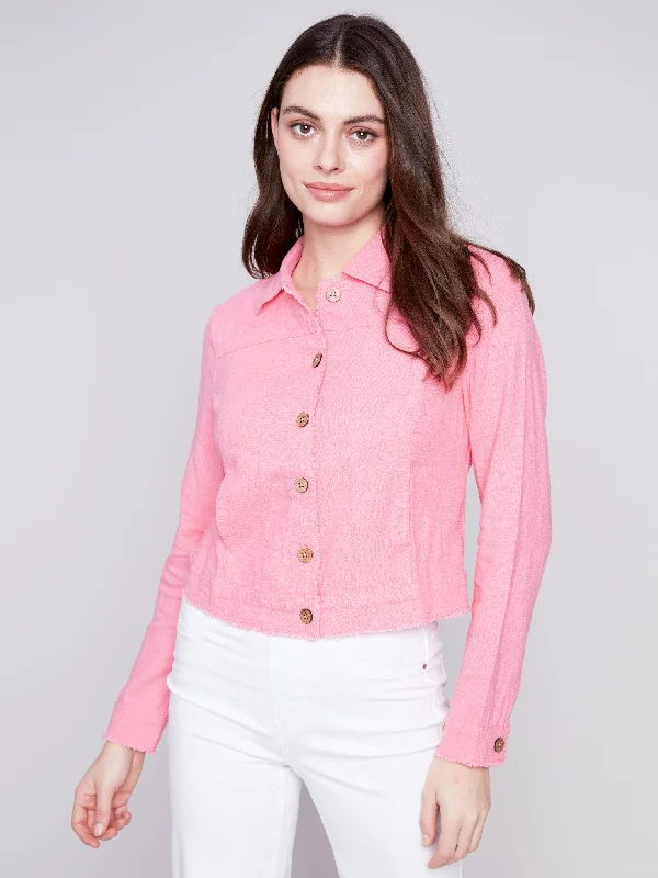 Linen Blend Jacket - Flamingo