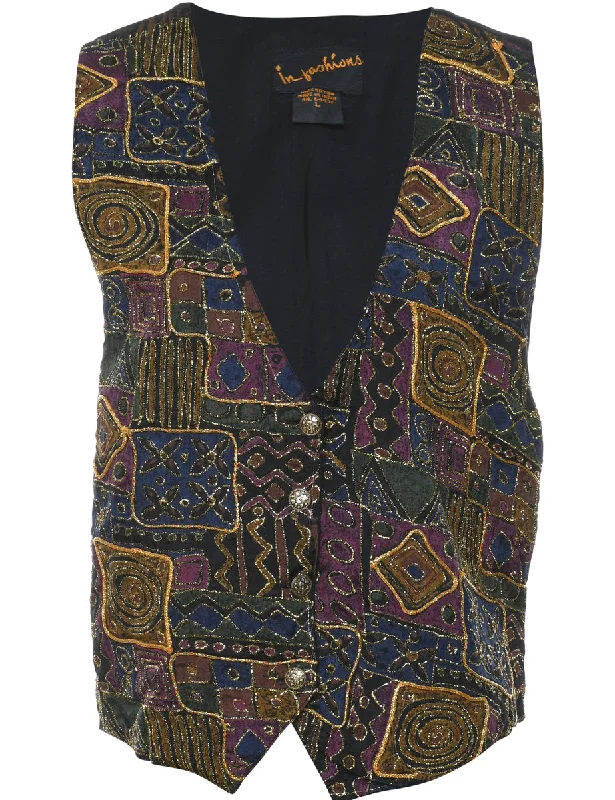 Lurex Thread Pattern Waistcoat - L