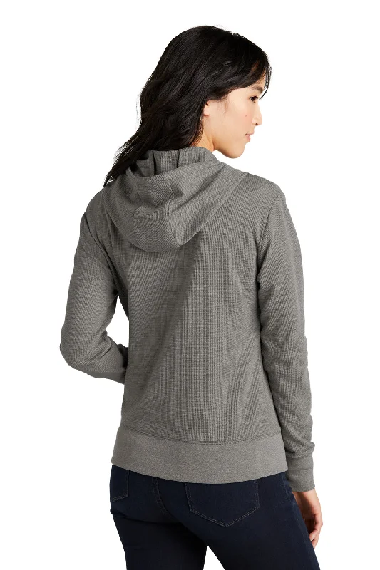 New Era Womens Thermal Full Zip Hooded Sweatshirt Hoodie - Heather Shadow Grey