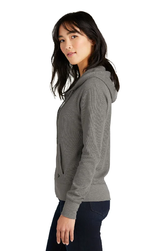 New Era Womens Thermal Full Zip Hooded Sweatshirt Hoodie - Heather Shadow Grey