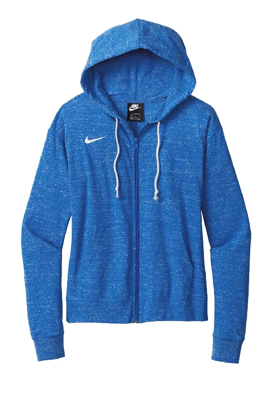 Nike Womens Gym Vintage Full Zip Hooded Sweatshirt Hoodie - Team Royal Blue