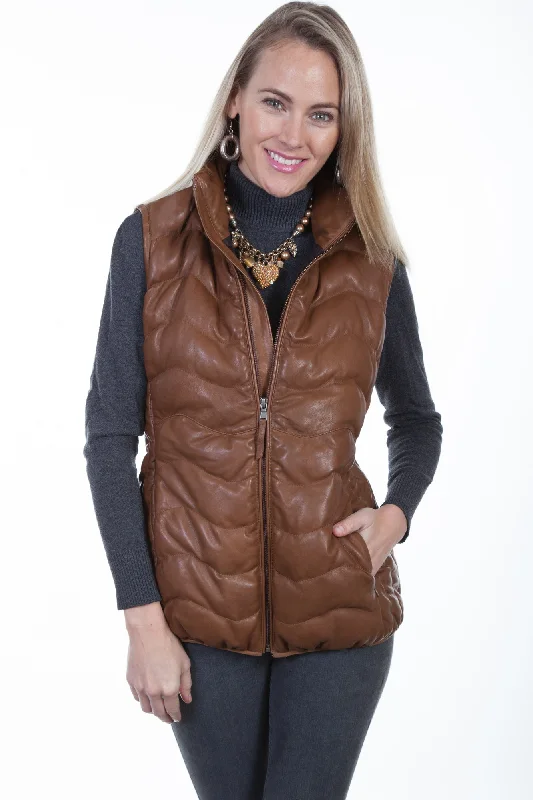 Scully Womens Cognac Soft Lamb Puffer Vest