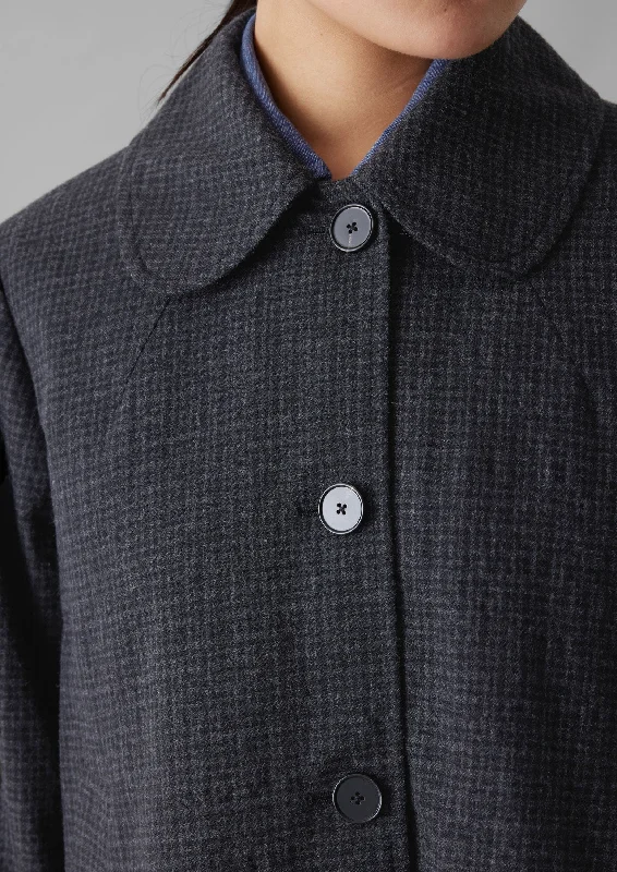 Seersucker Check Round Collar Jacket | Black Indigo