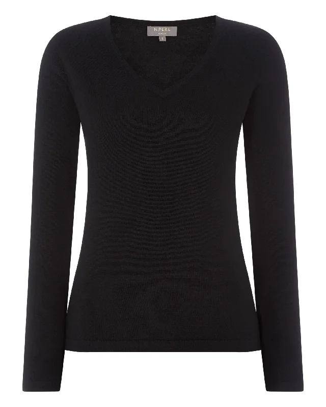 Women's Imogen Superfine Cashmere V Neck Sweater Black